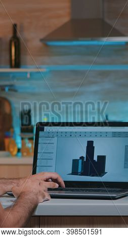 Engineer Constructor Designer Architect Creating New Component In Cad Program Working From Home. Ind