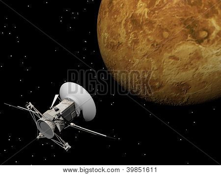 Sonda Magellan poblíž planety Venuše - 3D Render