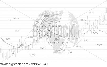 Stock Market And Exchange Candle Stick Graph Chart Vector. Stock Market Or Forex Trading Graph In Fu