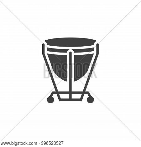 Timpani Music Instrument Vector Icon. Filled Flat Sign For Mobile Concept And Web Design. Kettle Dru