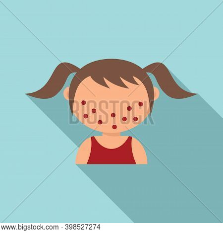 Chicken Pox Kid Girl Icon. Flat Illustration Of Chicken Pox Kid Girl Vector Icon For Web Design