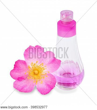 Rose Hip With Spray Bottle Isolated On White