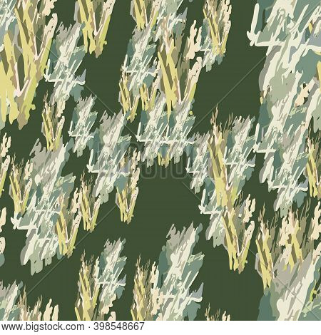 Forest Camouflage Of Various Shades Of Green, Yellow And White Colors