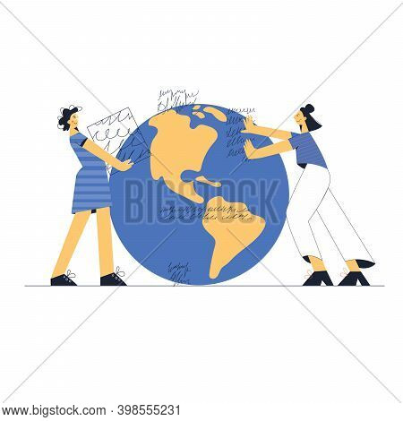 Education Creative Writing Content Management News Concep Flat Vector Illustration