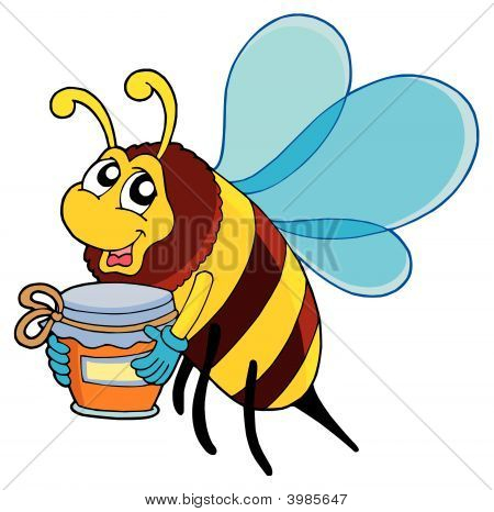 Cute Bee With Honey