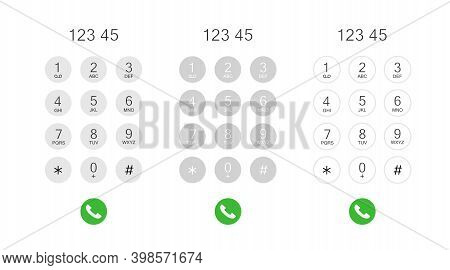 Set Phone Dial Screen. Display Keypad With Numberst For Mobile Phone. Vector Stock