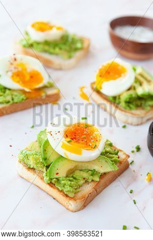 Delicious Avocado Toast With Soft Boiled Eggs