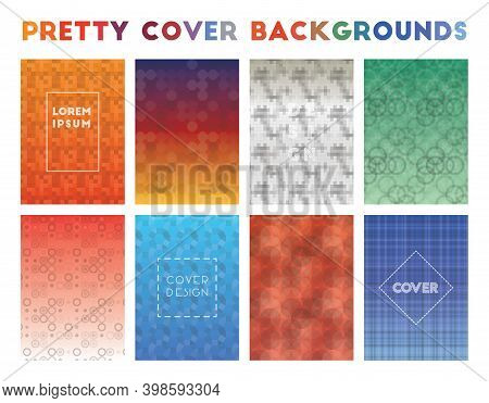 Pretty Cover Backgrounds. Admirable Geometric Patterns, Wonderful Vector Illustration.