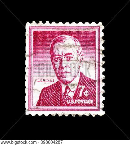 Usa - Circa 1956 : Cancelled Postage Stamp Printed By Usa, That Shows Portrait Of President Woodrow 