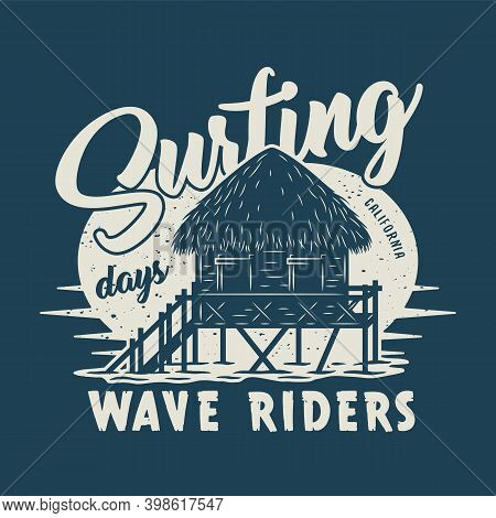 Silhouette Of A Bungalow Sufring Summer Print