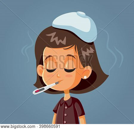Girl Feeling Sick Having Shivering With Fever