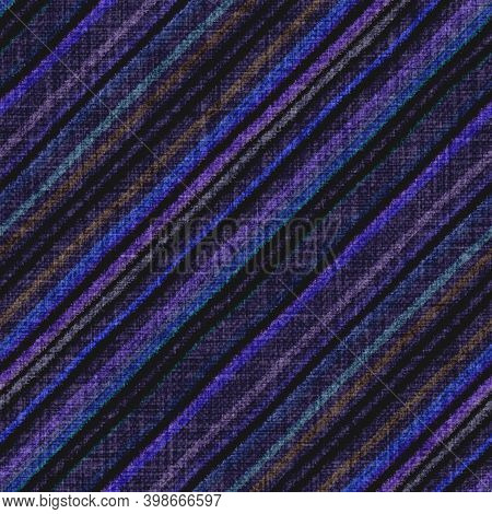 Variegated Multicolor Diagonal Tapestry Stripe Woven Texture. Space Dyed Watercolor Effect Knit Stri