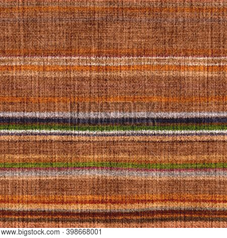 Variegated Multicolor Horizontal Tapestry Stripe Woven Texture. Space Dyed Watercolor Effect Knit St