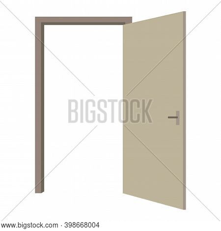 Flat Open Door Silhouette For Decoration Design. 3d Vector Illustration. Home Decoration. House Icon