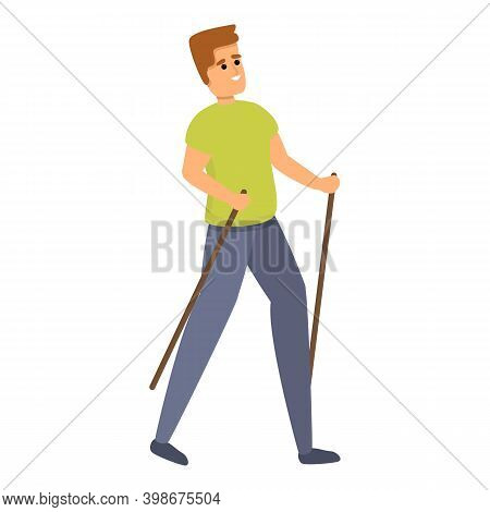 Nordic Walking Icon. Cartoon Of Nordic Walking Vector Icon For Web Design Isolated On White Backgrou