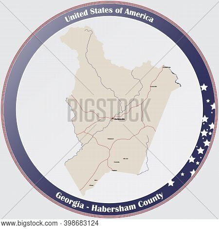 Large And Detailed Map Of Habersham County In Georgia, Usa.