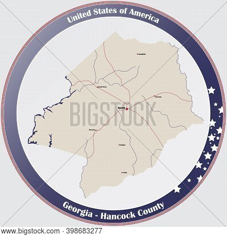 Large And Detailed Map Of Hancock County In Georgia, Usa.