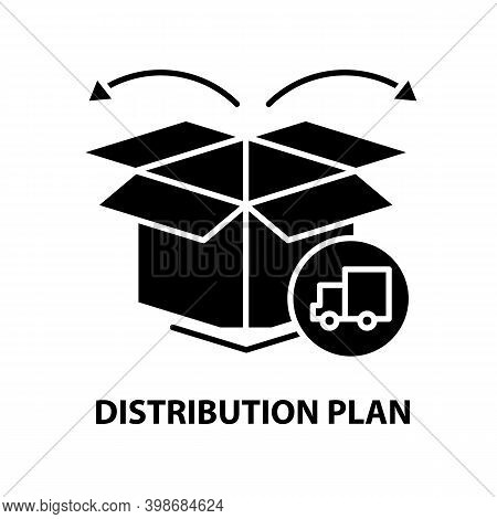 Distribution Plan Icon, Black Vector Sign With Editable Strokes, Concept Illustration