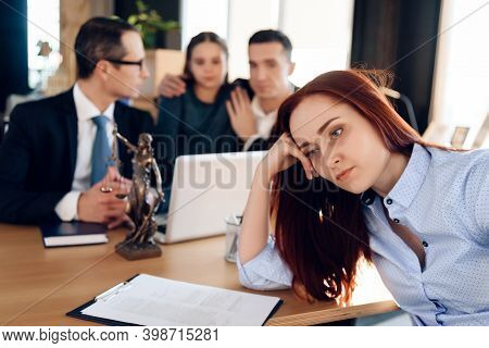 Depressed Mother, Deprived Of Rights To Guardianship Of Child, Sits In Office Of Lawyer.