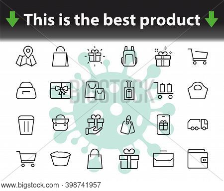Simple Set Of Bags, Shopping And Travel Icons. Vector Illustration Contains Icons Such As Card, Wall