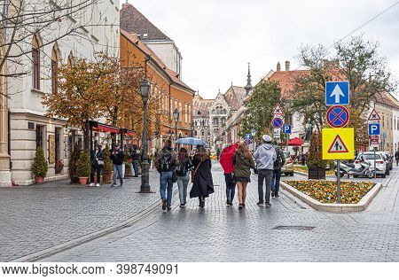 Budapest, Hungary - October 28, 2017: Old Town On Buda Hill In The City Of Budapest.