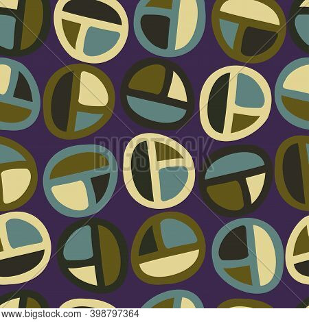 Vector Seamless Colorful Pattern Of Ornamental Abstract Circle Window Shapes