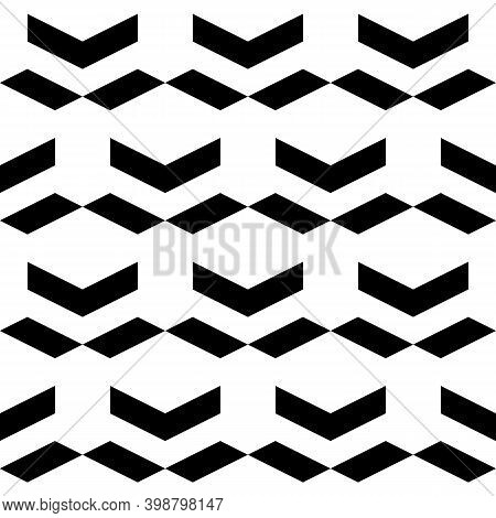 Seamless Pattern. Parallelograms, Chevrons Ornament. Quadrangular Shapes, Curves Wallpaper. Ethnic M