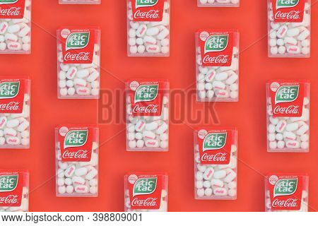 Many Tic Tac Candy Packages With Coca-cola Taste. Tic Tac Is Popular Due Its Minty Fresh Taste And E