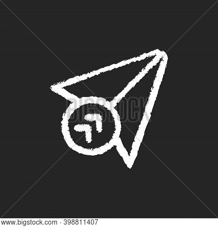 Send Chalk White Icon On Black Background. Writing To Different Peple. Sharing Media Files With Frie