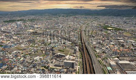 Aerial View Or Bird Eyes View Images Of Kansai Bay Area Osaka Japan