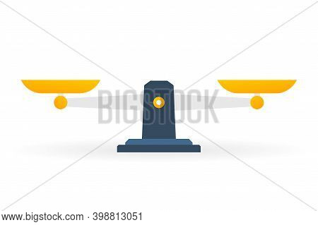Scales, Flat Design, Libra, Vector Illustration Isolated On White Background