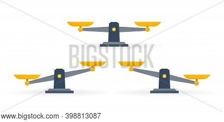Scales, Flat Design, Libra, Vector Illustration Isolated On White Background