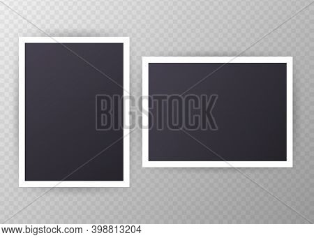 Set Of Vintage Photo Frame With Adhesive Tape. Vintage Style. Vector Illustration With Adhesive Tape