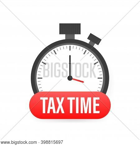 Tax Time Red 3d Realistic Paper Speech Bubble Isolated.