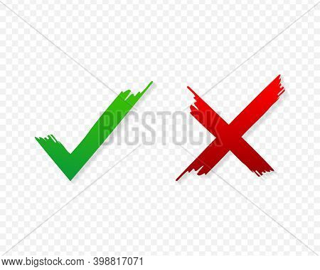 Check Marks Ui Button With Dos And Donts. Flat Simple Style Trend Modern Red And Green Checkmark.