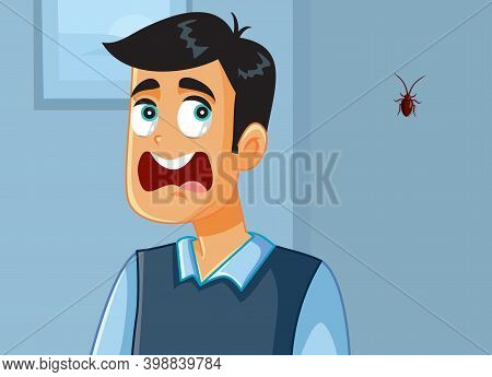 Funny Man Screaming Scared Of A Cockroach