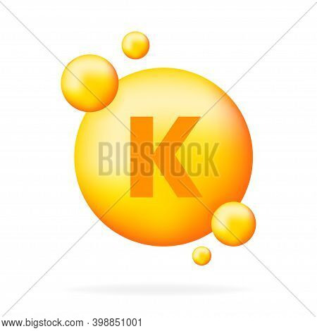 Vitamin Shining Pill Capcule Icon. Shining Golden Substance Drop. Meds Ads. Beauty Treatment Nutriti