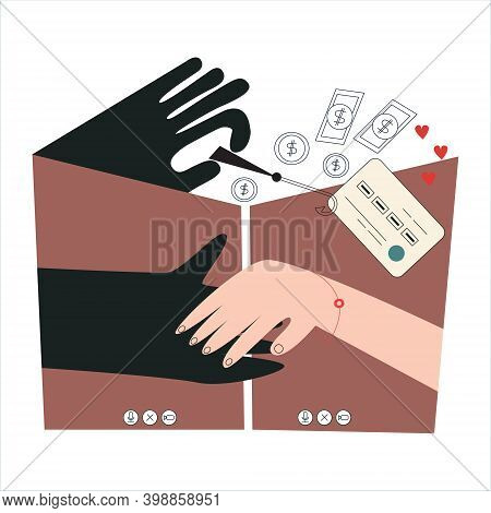 Online Dating Scam Concept Internet Predator And His In Love Trusting Victim Cyber Bandit Steal Cred