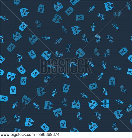 Set Hunting Jacket, Sniper Optical Sight, Binoculars And Balaclava On Seamless Pattern. Vector