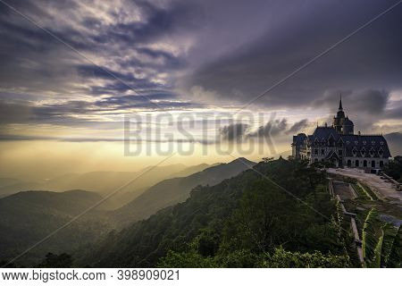 Castle In Tam Dao Moutains In Sunset