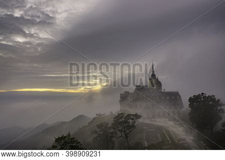 Castle In Tam Dao Moutains In Sunset