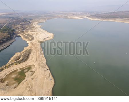 Aerial View Of Pyasachnik (sandstone) Reservoir, Sredna Gora Mountain, Plovdiv Region, Bulgaria