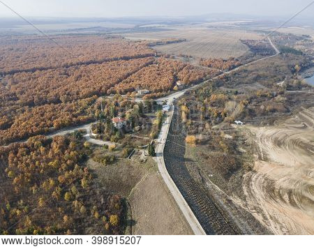 Aerial View Of Pyasachnik (sandstone) Reservoir, Sredna Gora Mountain, Plovdiv Region, Bulgaria