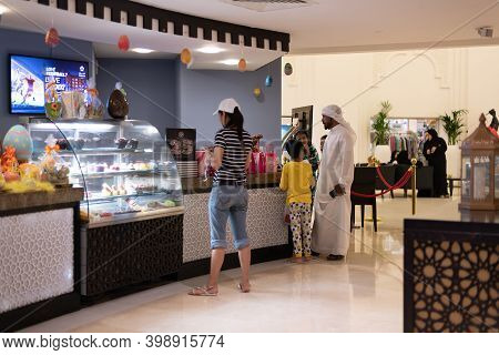 Ajman, Uae - April 5. 2018. Cafe At Bahi Palace Resort Hotel