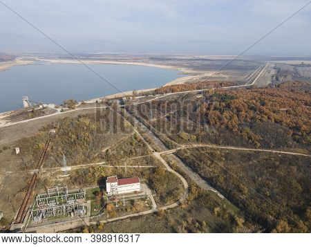 Aerial View Of Pyasachnik (sandstone) Reservoir, Sredna Gora Mountain, Plovdiv Region, Bulgaria