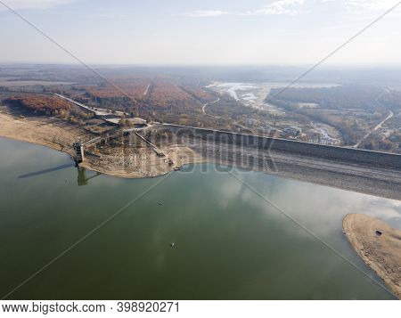 Aerial View Of Pyasachnik (sandstone) Reservoir, Sredna Gora Mountain, Plovdiv Region, Bulgaria
