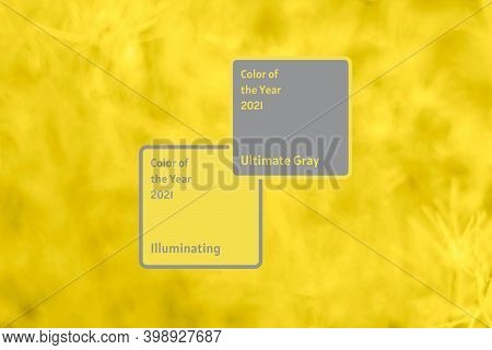 Blurred Background With Trendy Colors Of Year 2021, Gray And Yellow .