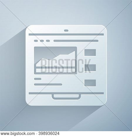 Paper Cut Trading Courses Icon Isolated On Grey Background. Distance Learning Finance Management, Bu