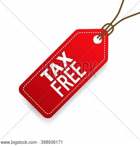 Tax Free Price Tag. Red Label. Vector Illustration.