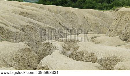 Landscape With Cracked Soil. Ground Shape Created By Muddy Volcanoes And Natural-gas Eruptions In Be